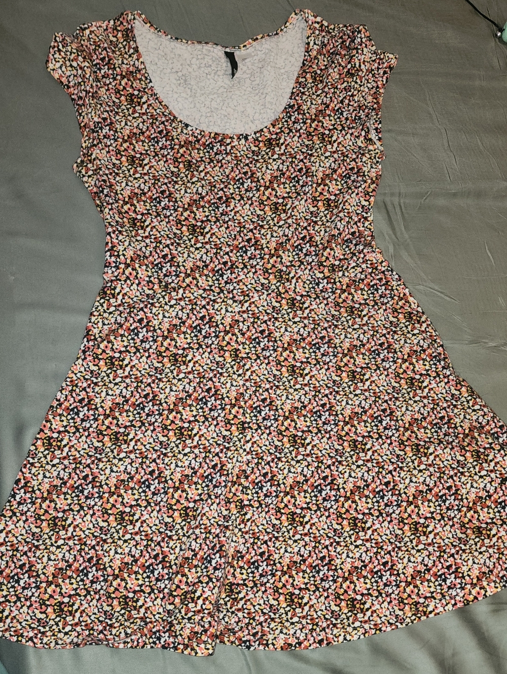 H&M Floral Scoop Neck A-Line Dress in Multi-Color